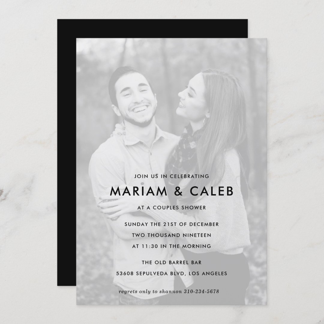 Couples Shower Black and White Photo Invitation | Zazzle