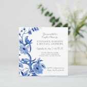 Couples Shower Blue Asian China Floral Watercolor Invitation (Standing Front)