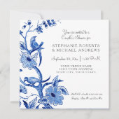 Couples Shower Blue Asian China Floral Watercolor Invitation (Front)
