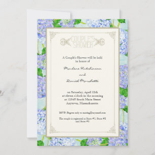Couples Shower Blue Hydrangea Lace Floral Formal Invitation