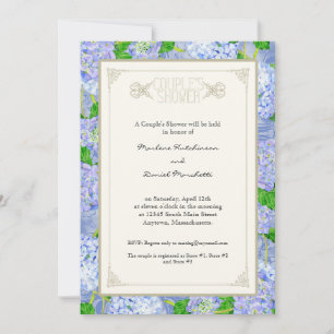 Couples Shower Blue Hydrangea Lace Floral Formal Invitation