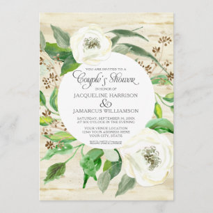 Couples Shower BOHO Seeded Eucalyptus Wreath Roses Invitation