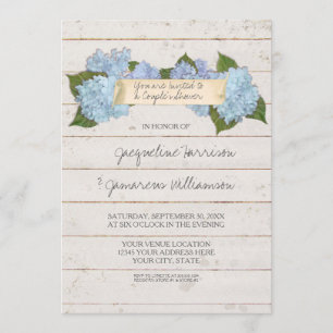 Couples Shower BOHO Shiplap Wooden Board Hydrangea Invitation