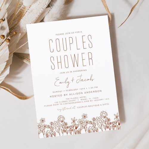 Couples Shower Boho Wildflower Elegant Bloom Invitation