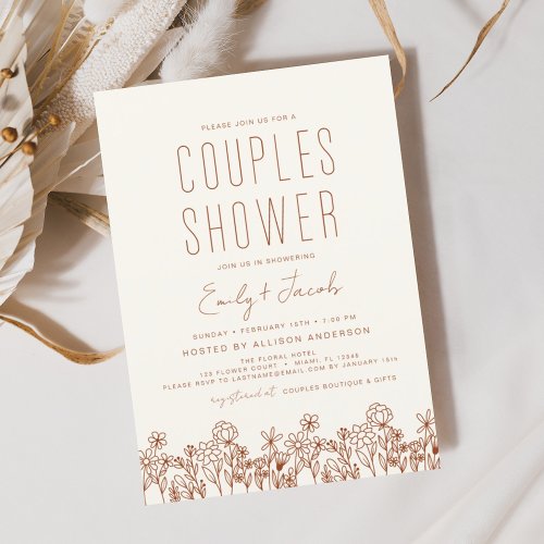 Couples Shower Boho Wildflower Elegant Invitation