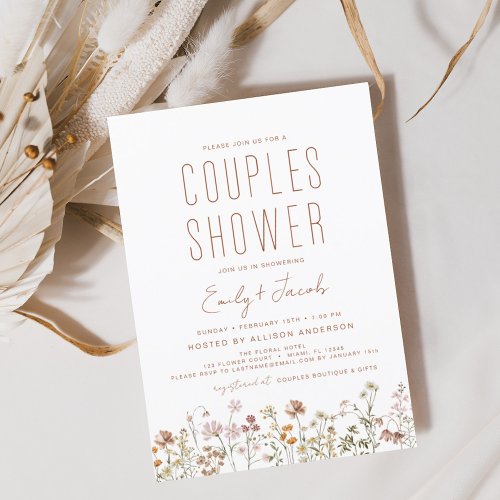 Couples Shower Boho Wildflower Modern Invitation