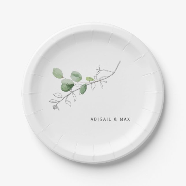 Couples Shower Botanical Paper Plates (Front)