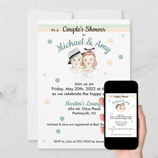 Couple's Shower Bridal Party Jack Jill Engagement Invitation Zazzle