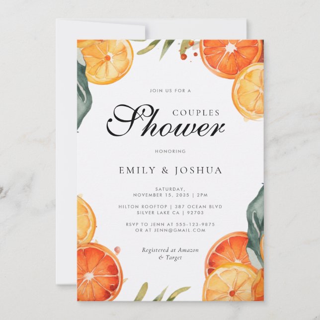 Couples Shower Citrus Aperol Spritz Invitation (Front)