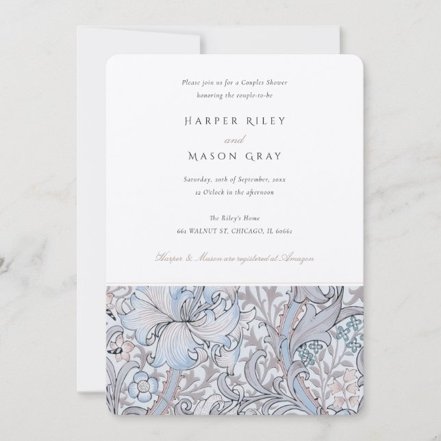Couples Shower Classic Golden Lily Elegant Pastel Invitation (Front)