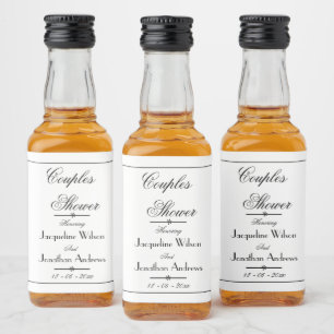 Couples Shower Elegant Chic Script Names Mini  Liquor Bottle Label