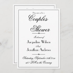  Couples Shower Elegant Chic White Custom Invitation