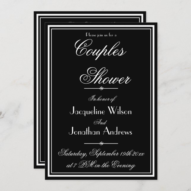 Couples Shower Elegant Personalized Name RSVP Cool Invitation (Front/Back)