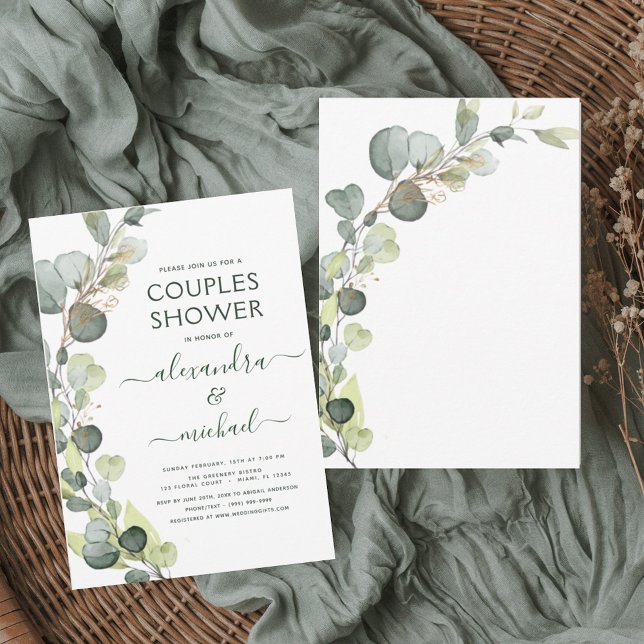 Couples Shower Eucalyptus Greenery Elegant Invitation (Creator Uploaded)