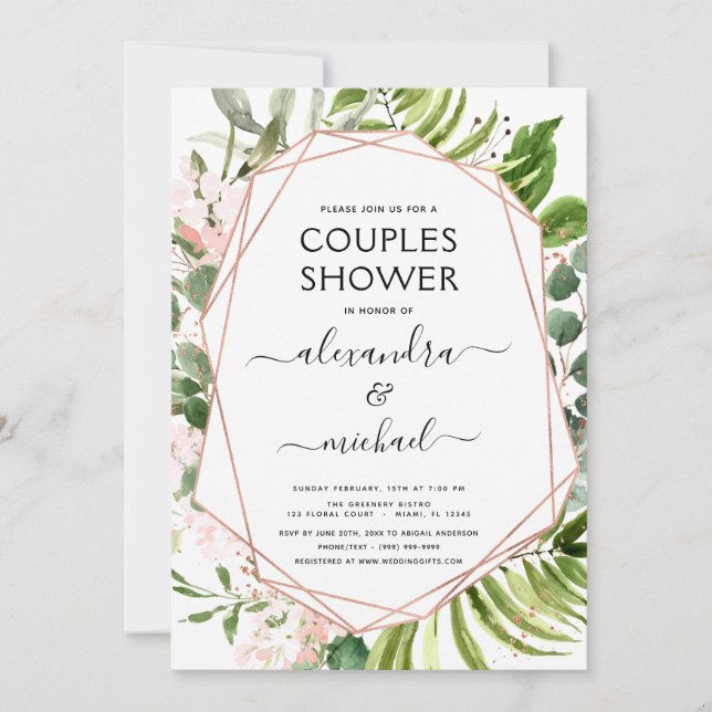 Couples Shower Eucalyptus Greenery Geometric Invitation (Front)