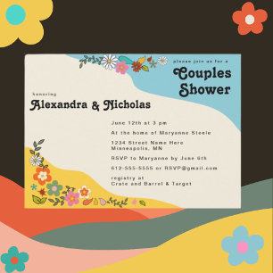 Couples Shower Flower Power 70's inspired Invitation