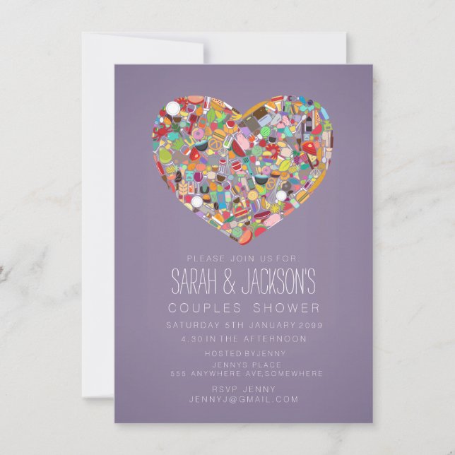 Couples Shower Foodies Heart Party Invite (Front)