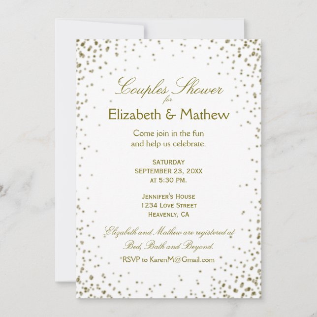Couple's Shower | Gold Confetti Invitation (Front)