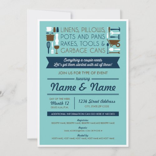 Couples Shower Invite gifts for around the house