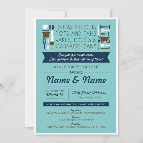 Couples Shower Invite (gifts for around the house) Personalized Announcement