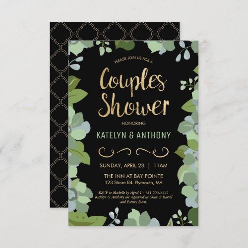 Couples Shower Invite _ Gold Elegant Customized