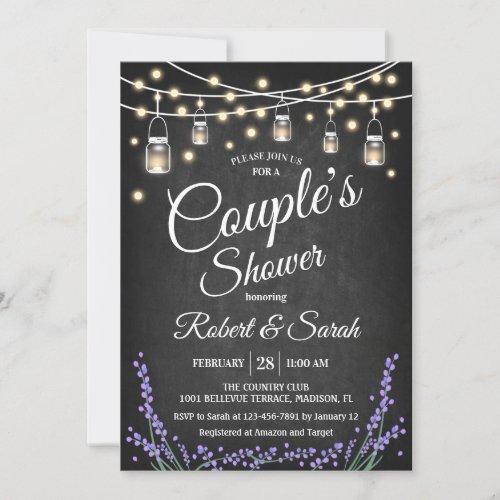 Couples Shower _ Lavender Chalkboard Invitation