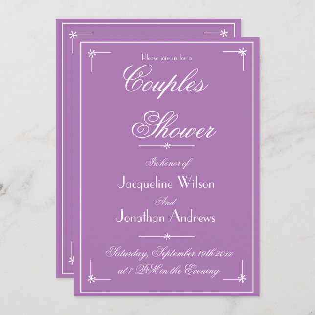 Couples Shower Lilac Spring Summer Email RSVP  Invitation (Front/Back)