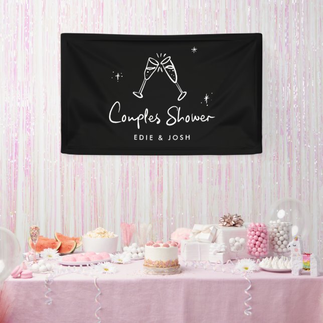 Couples shower modern natural elegant handwritten banner (Party)
