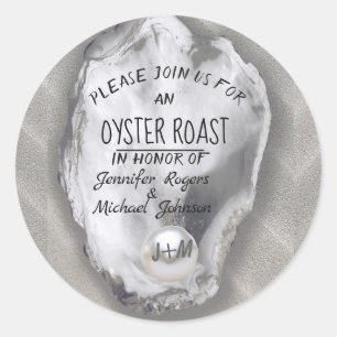 Couples Shower Oyster Roast  Classic Round Sticker