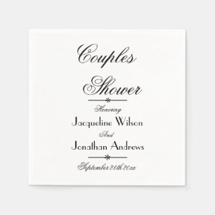 Couples Shower Party Elegant Script White Paper Napkins