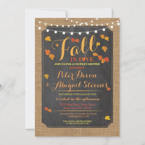 Couples Shower Party Fall in Love Autumn Invite