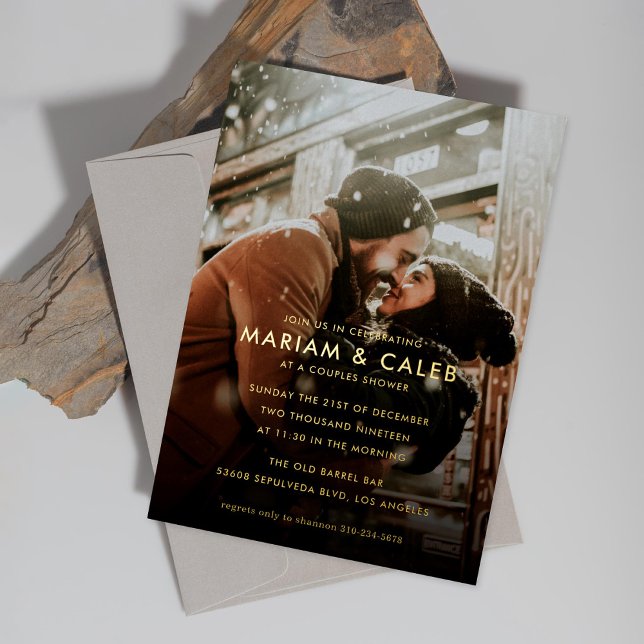 Couple's Shower Photo Engagement Party Gold Foil Invitation (Creator Uploaded)