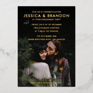 Couple's Shower Photo Engagement Party Gold Foil Invitation