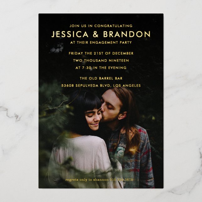 Couple's Shower Photo Engagement Party Gold Foil Invitation (Front)