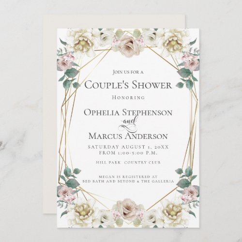 COUPLES SHOWER  Romantic Ivory Floral Invitation