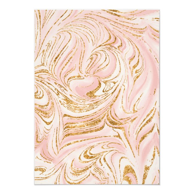 Couples Shower Rose Gold Faux Glitter Marble Blush Invitation