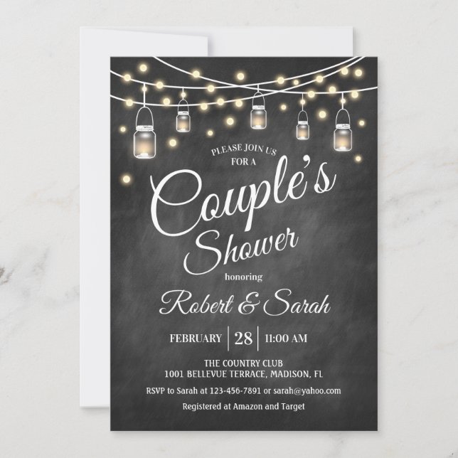 Couple's Shower - Rustic Chalkboard Invitation (Front)