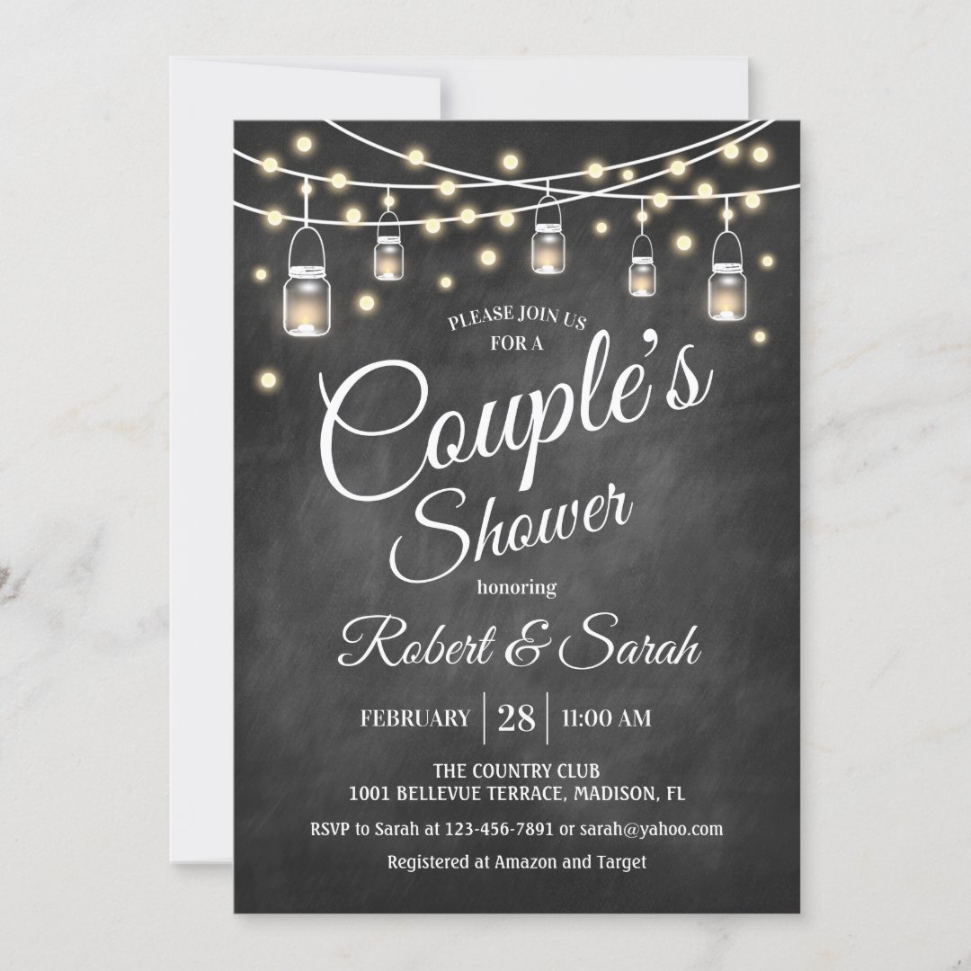 Couples Shower Rustic Chalkboard Invitation Zazzle