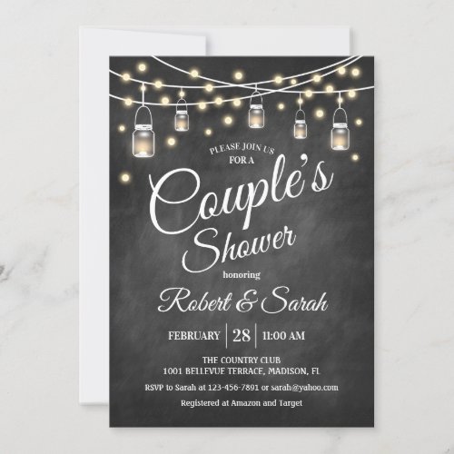 Couples Shower _ Rustic Chalkboard Invitation
