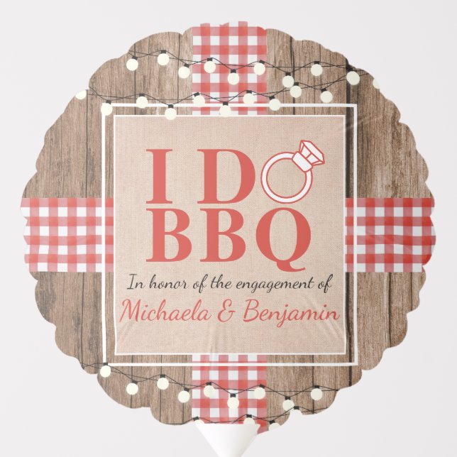 Couples Shower Rustic I Do BBQ Engagement Party Balloon (Front)