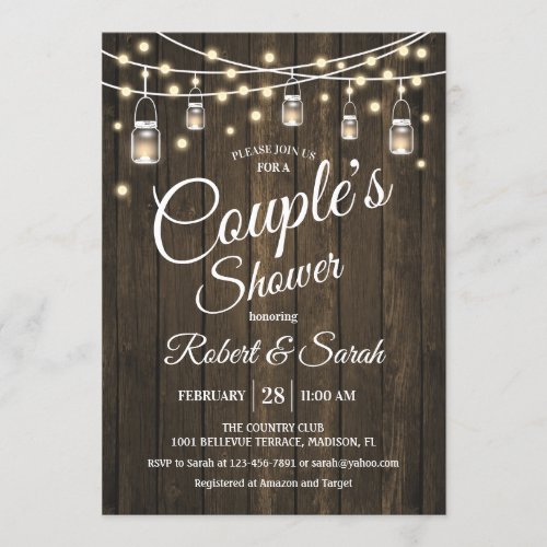 Couple's Shower - Rustic Wood Invitation