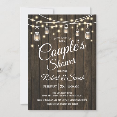 Couples Shower _ Rustic Wood Invitation