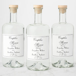 Couples Shower Simple Elegant Names Script Chic  Liquor Bottle Label