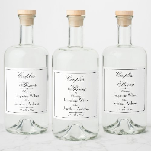 Couples Shower Simple Elegant Names Script Chic  Liquor Bottle Label