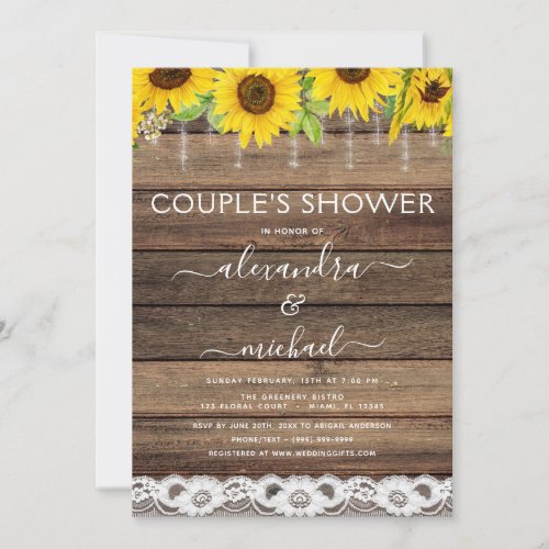 Couples Shower Sunflower Farmhouse Invitation