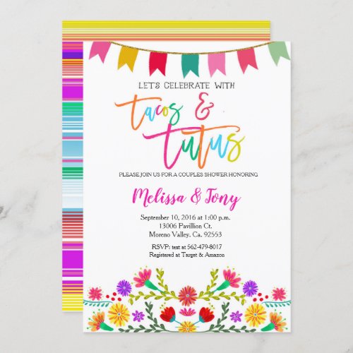 Couples Shower Tacos and Tutus Invitation