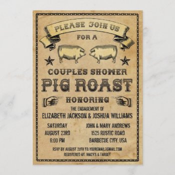 Couples Shower Vintage Pig Roast Invitation by Anything_Goes at Zazzle