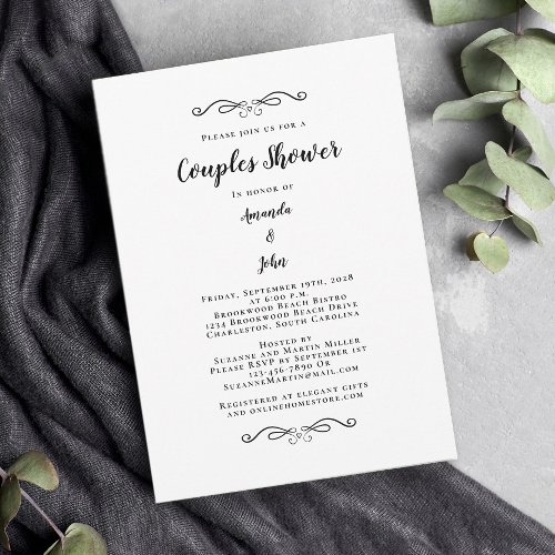 Couples Shower Wedding Engagement Party Black Invitation