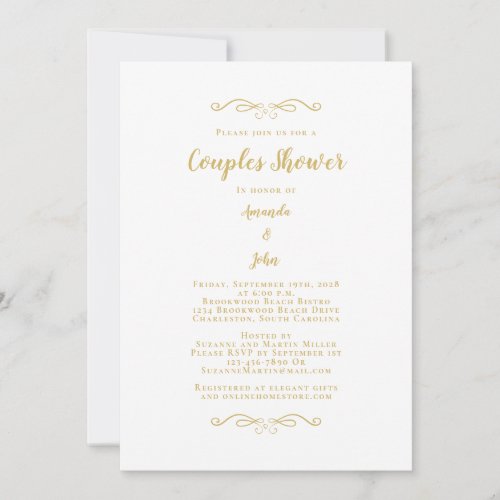 Couples Shower Wedding Engagement Party Chic Gold Invitation