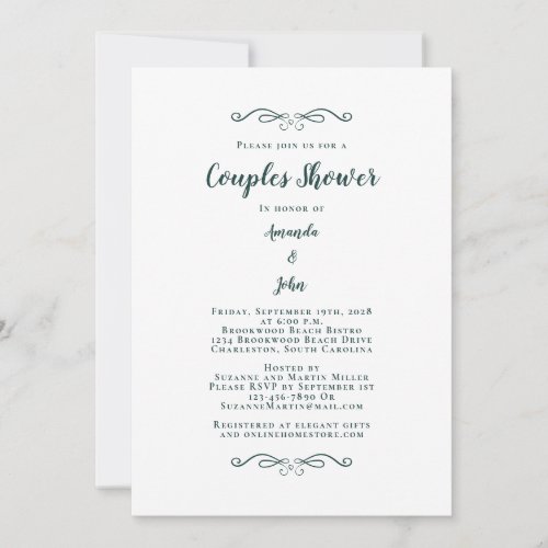 Couples Shower Wedding Engagement Party Emerald Invitation